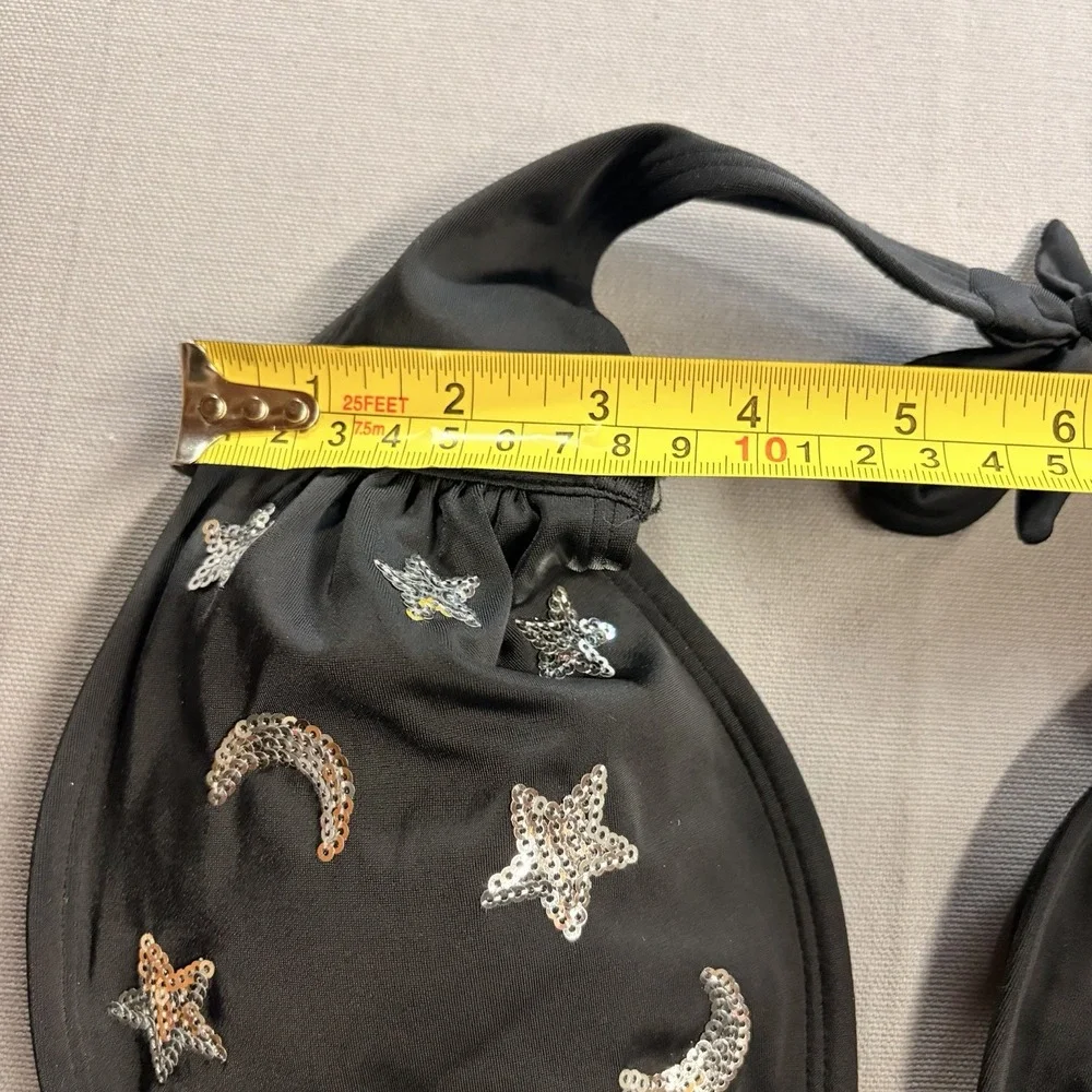 Wild Fable Womens M Black Celestial Sequin Triangle Bikini Top Stars Moons